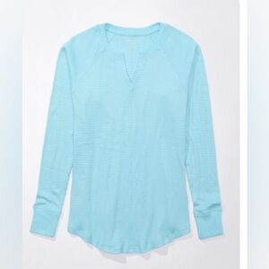 American Eagle Long Sleeve Plush Waffle T-Shirt